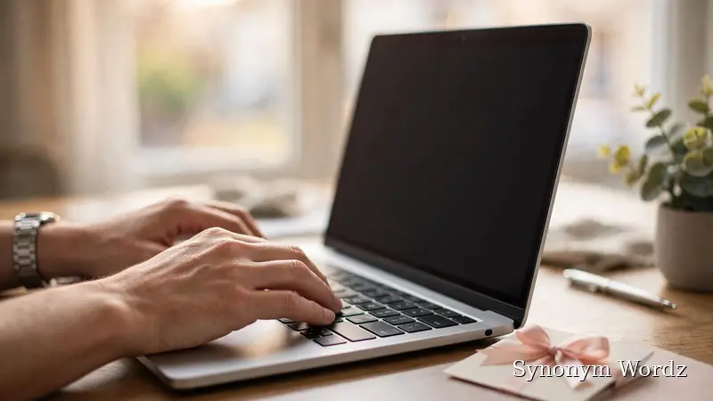 Professional writing a polite thank-you email for a gift card at an office desk with a laptop