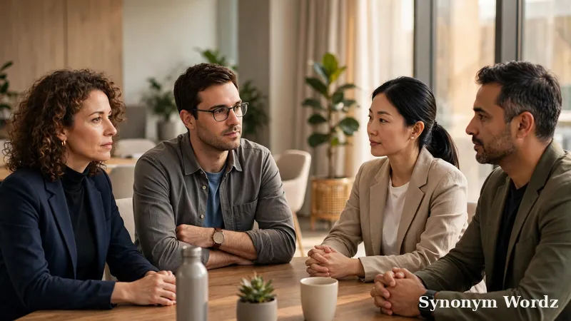 Team members listening respectfully during a workplace meeting