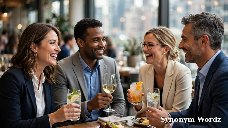 Business professionals networking over lunch at a corporate event