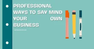 Professional Ways to Say Mind Your Own Business
