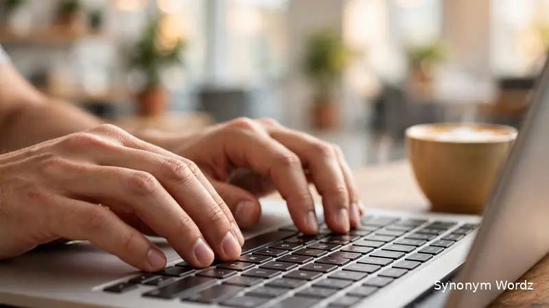 Person writing a polite help request email on a laptop