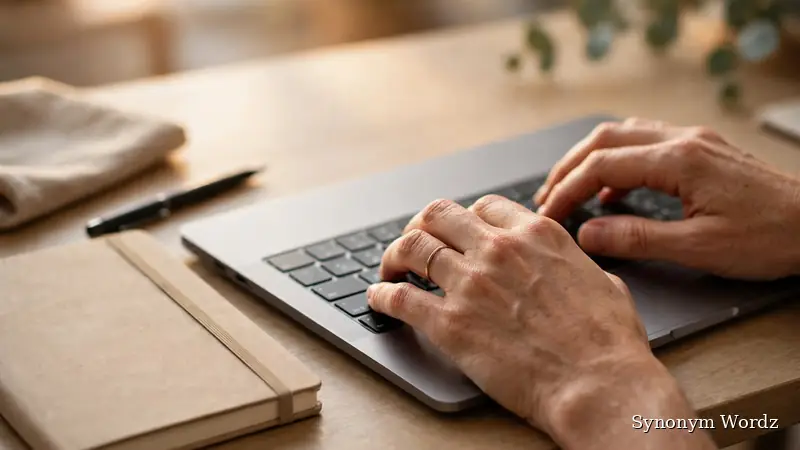 Hands typing a professional business email on a laptop