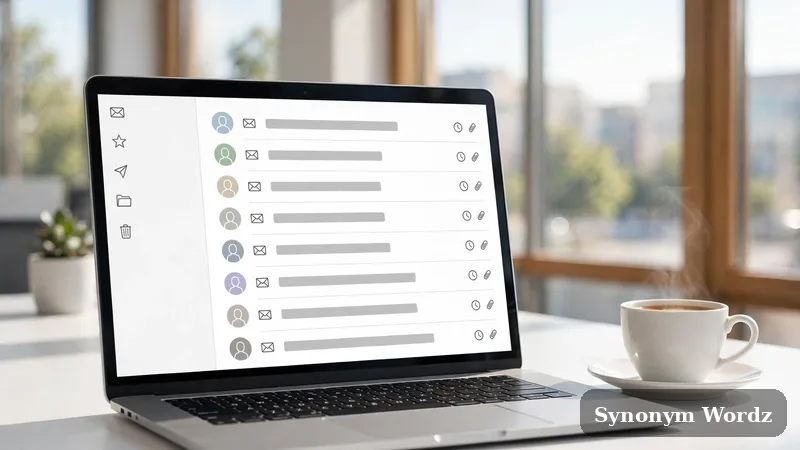 Email examples using formal synonyms for on a different note on a laptop