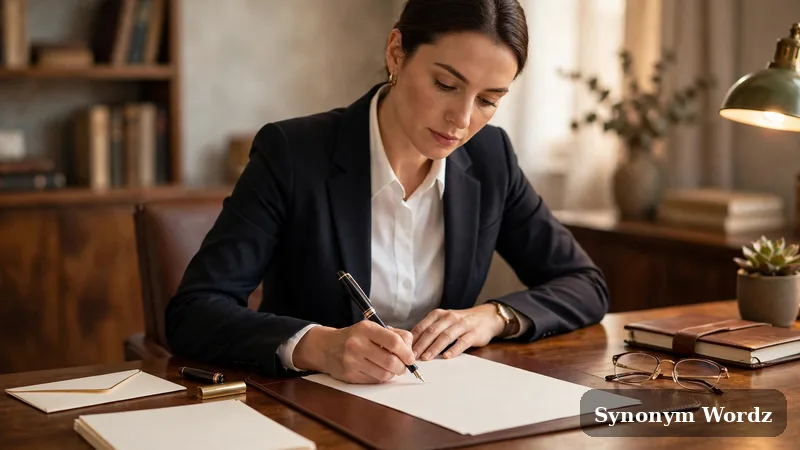 Professional synonyms for on a different note written in a formal business letter