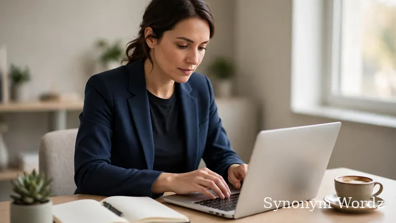Professional writing a thank-you email on a laptop