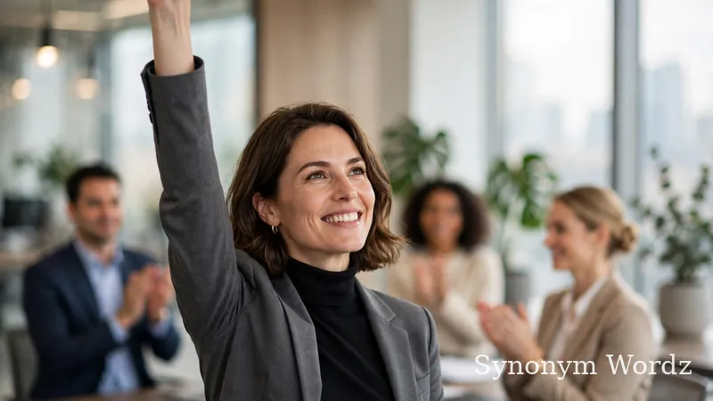 Business team celebrating success together in an office