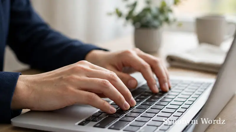 Professional writing a formal email on a laptop, representing email etiquette for sick-day messages