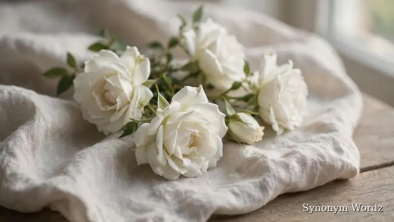 White roses on soft linen fabric representing gentle condolence etiquette
