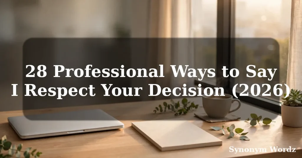 28 professional ways to say I respect your decision, featured image with a modern office desk in warm morning light