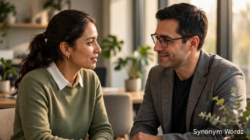Two professionals having an empathetic conversation in a modern office