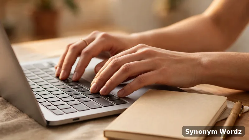 Person typing a polite follow-up email on a laptop at a tidy desk