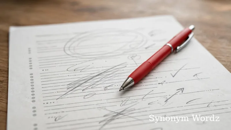 Red pen marking corrections on a printed resume to fix overused I am phrases