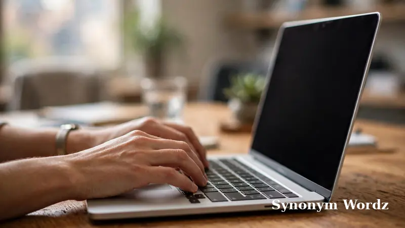 A person typing a professional email on a laptop, illustrating email examples for saying I got your back