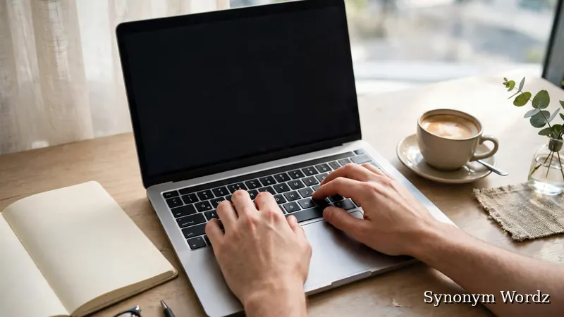Professional typing a business email on a laptop