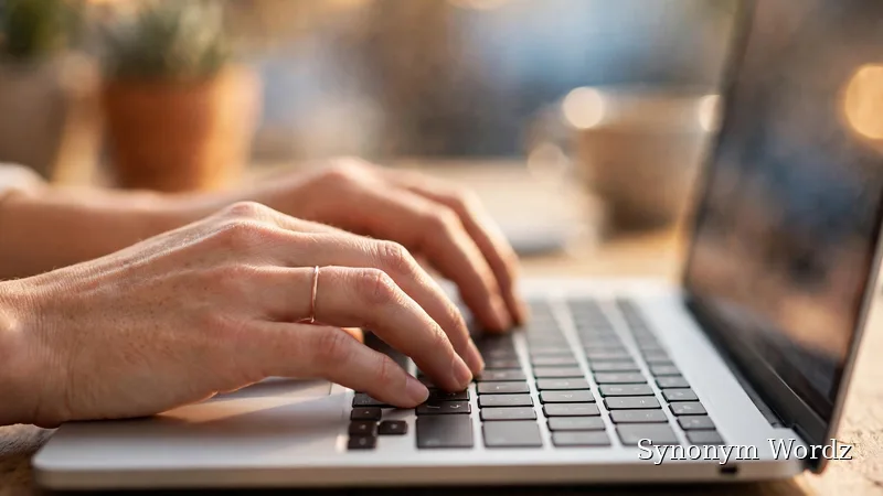 Close-up of hands typing a professional follow-up email on a laptop keyboard