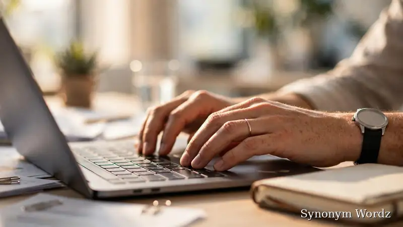 Professional typing an empathetic email response on a laptop in a bright modern office