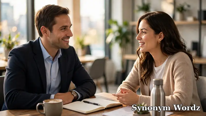 Manager listening attentively to a colleague during a friendly one-to-one meeting