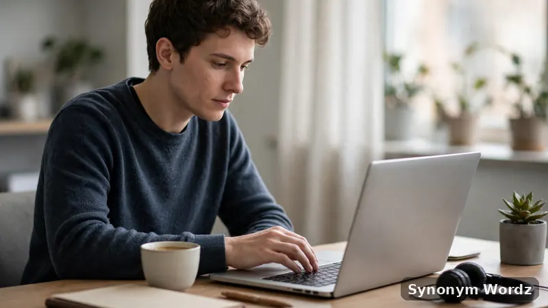Professional writing a polished thank you email on a laptop at an office desk
