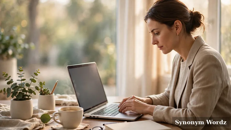Professional typing a polite follow-up email on a laptop keyboard
