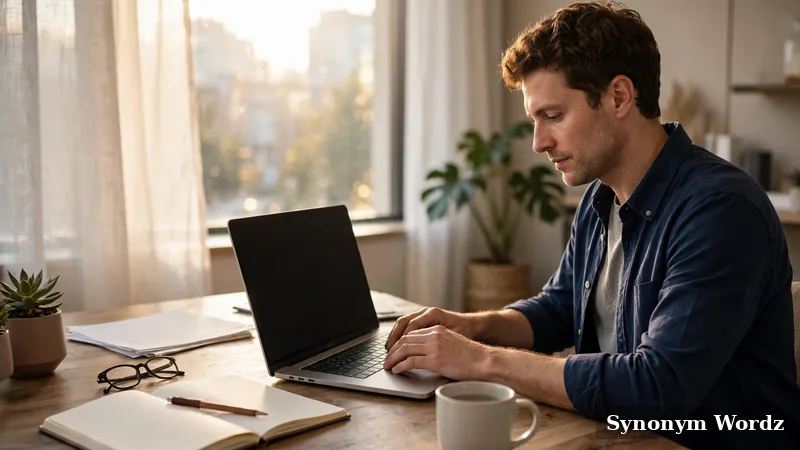 Professional writing a polite reminder email at a bright modern desk